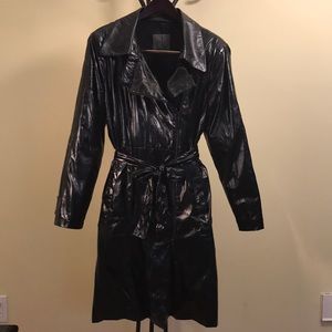 Calvin Klein Black Patent Leather Trench Coat
